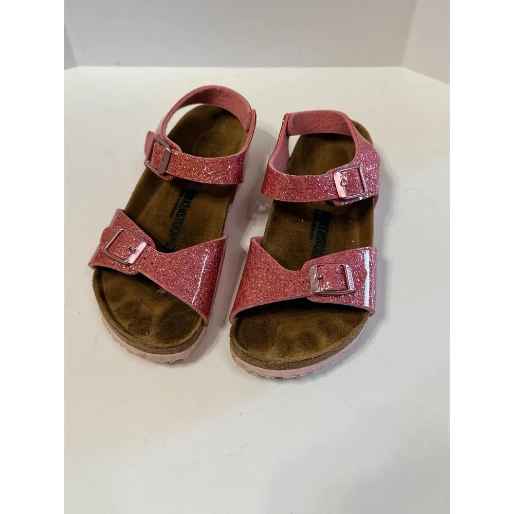 Birkenstock Rio Kids Pink Glitter Sandals EU 33 US 2-2.5 Ankle Strap Sandals